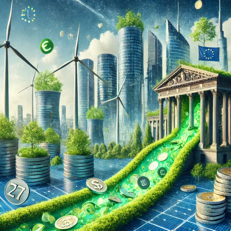DALL·E 2024-11-27 21.19.41 - A visually striking image depicting the concept of sustainability in the insurance and investment sectors under the EU Green Deal